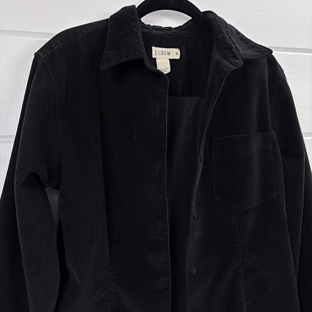 RARE Vtg 90s J Crew‎ Black Corduroy Shirt M Dark Academia Holiday Romantic Goth - Picture 7 of 12